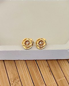 Brinco Rosinha c/ Zircônia - Banho de Ouro 18k
