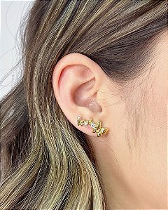 Brinco Ear Cuff Borboletas - Banho de Ouro 18k