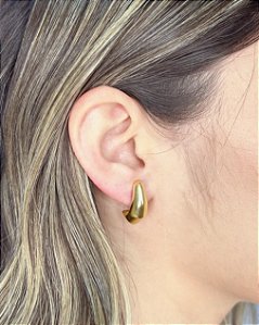 Brinco Meia Argola Lapidada 1,9cm - Banho de Ouro 18k