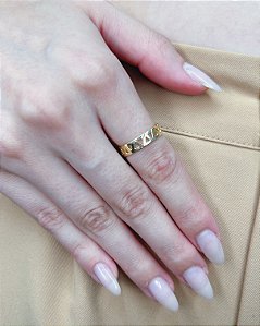 Anel Aliança Zig Zag - Banho de Ouro 18k