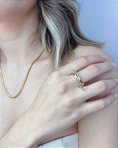 Anel Duas Pontas - Banho de Ouro 18k