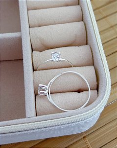 Anel Solitario Zircônia Incolor - Prata 925