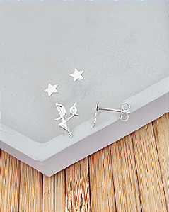 Brinco Duo Estrela e Fé - Prata 925