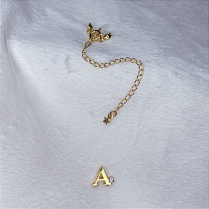 Colar Nylon c/ Inicial A 35cm - Banho de Ouro 18k