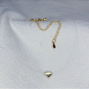 Colar Nylon c/ Coração 35cm - Banho de Ouro 18k