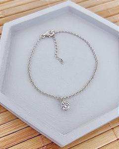 Pulseira Elo Português Ponto de Luz Redondo 21cm - Prata 925