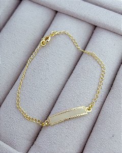 Pulseira Infantil Plaquinha Lisa 15cm - Banho de Ouro 18k