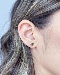 Brinco Infantil Borboleta Lisa 0,6cm - Banho de Ouro 18k