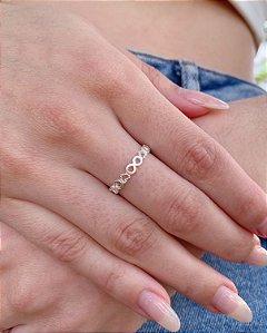 Anel coração + Infinito Vazado - Prata 925