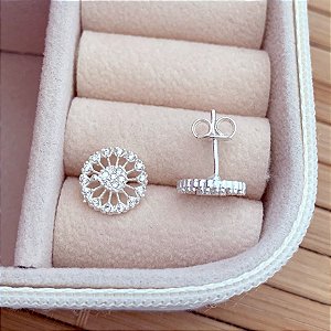 Brinco Pizza Cravejado - Prata 925