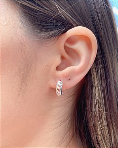 Brinco Argola Click Vazada - Prata 925