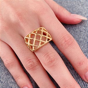 Anel Trama Vazada - Banho a Ouro 18k