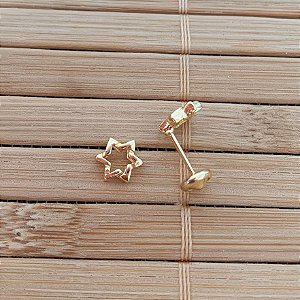 Brinco Infantil Estrela Vazada - Banho de Ouro 18k