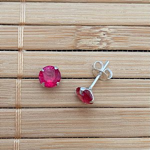 Brinco Ponto de Luz Pink 6mm - Prata 925