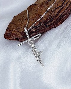 Colar Crucifixo Família 3,3cm x 2cm 45cm - Prata 925