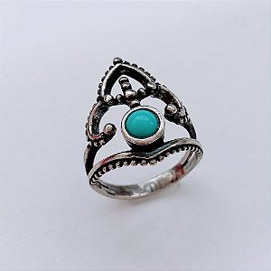 Anel Flor de Lotus C/ Pedra Azul - Prata 925