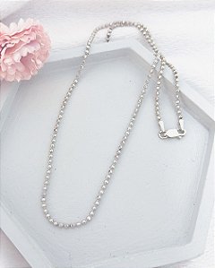 Colar Bolinha Diamantada 45cm - Prata 925