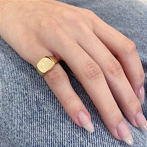 Anel Dedinho Quadrado Liso - Banho a Ouro 18k