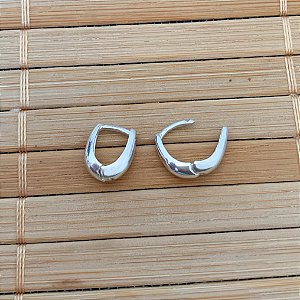 Brinco Argola Articulada Gota 1cm x 0,8cm - Prata 925