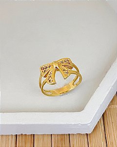Anel Laço Cravejado - Banho a Ouro 18k