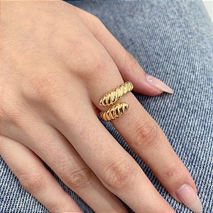 Anel Gomos Aberto - Banho a Ouro 18k