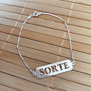 Pulseira Plaquinha Sorte - Prata 925