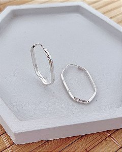 Brinco Argola Sextavada - Prata 925