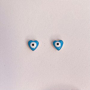 Brinco Olho Grego Coração 0,5cm - Banho de Ouro 18k