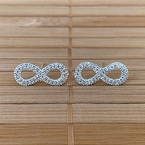 Brinco Infinito Cravejado - Prata 925