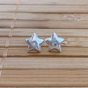 Brinco Estrela com 1 Zircônia - Prata 925