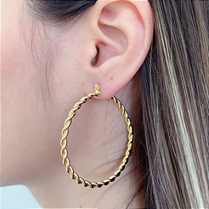 Brinco Argola Fio Torcido - Banho de Ouro 18k