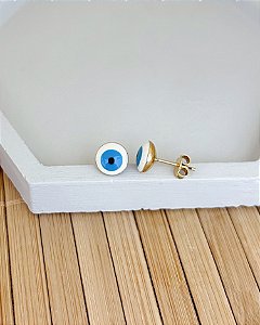 Brinco Olho Grego Grande 8mm - Banho de Ouro 18k