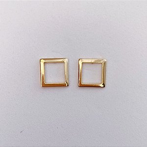 Brinco Quadrado Fino Vazado - Banho de Ouro 18k