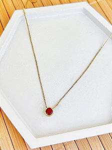 Colar Ponto de Luz Caixa Vermelho 45cm - Banho de Ouro 18k