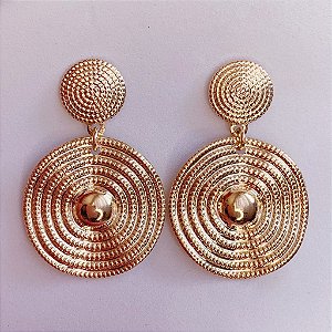 Brinco Disco Medio - Banho de Ouro 18k