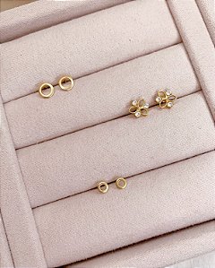 Brinco Mini Circulo Vazado 6mm - Banho de Ouro 18k