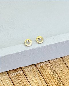 Brinco Mini Circulo Vazado 4mm - Banho de Ouro 18k