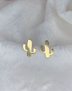 Brinco Cacto Liso 1,2cm - Banho de Ouro 18k