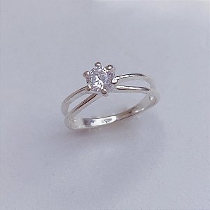 Anel Solitário Detalhe Vazado - Prata 925