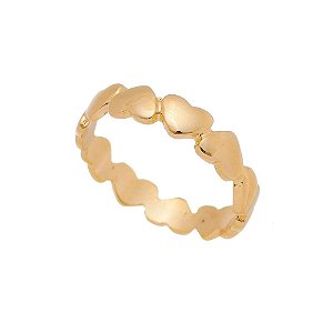 Anel Aliança Coração - Banho de Ouro 18k