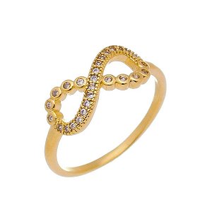 Anel Infinito Cravejado - Banho de Ouro 18k