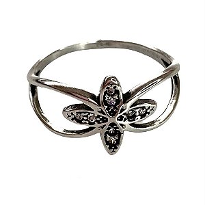 Anel 4 Petalas Cravejadas - Prata 925