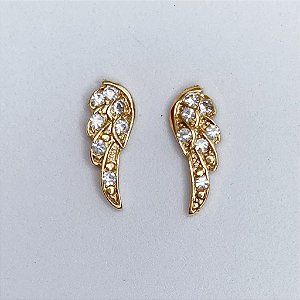 Brinco Asa Cravejada 1,5cm - Banho de Ouro 18k