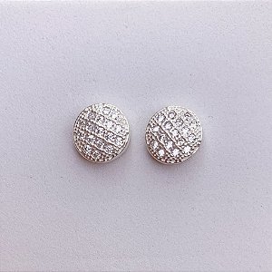 Brinco Circulo Cravejado 0,9cm - Prata 925