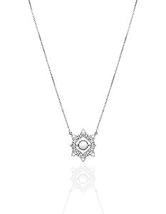 Colar Pingente Rústico Resina Branca - Prata 925