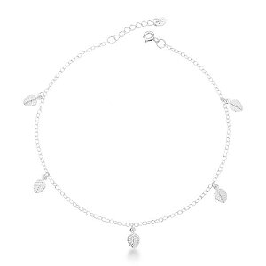 Tornozeleira Folhas - Prata 925
