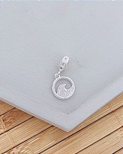 Berloque Circulo com Onda Cravejada - Prata 925