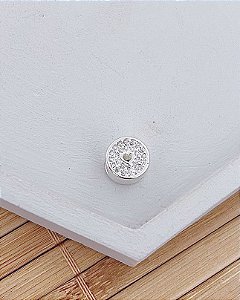 Berloque Separador Cravejado com Coração Vazado - Prata 925