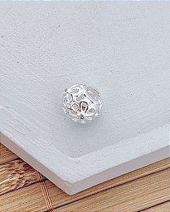 Berloque Separador Margarida com Miolo de Zircônia - Prata 925