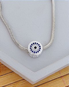 Berloque Olho Grego Cravejado Colorido Separador - Prata 925